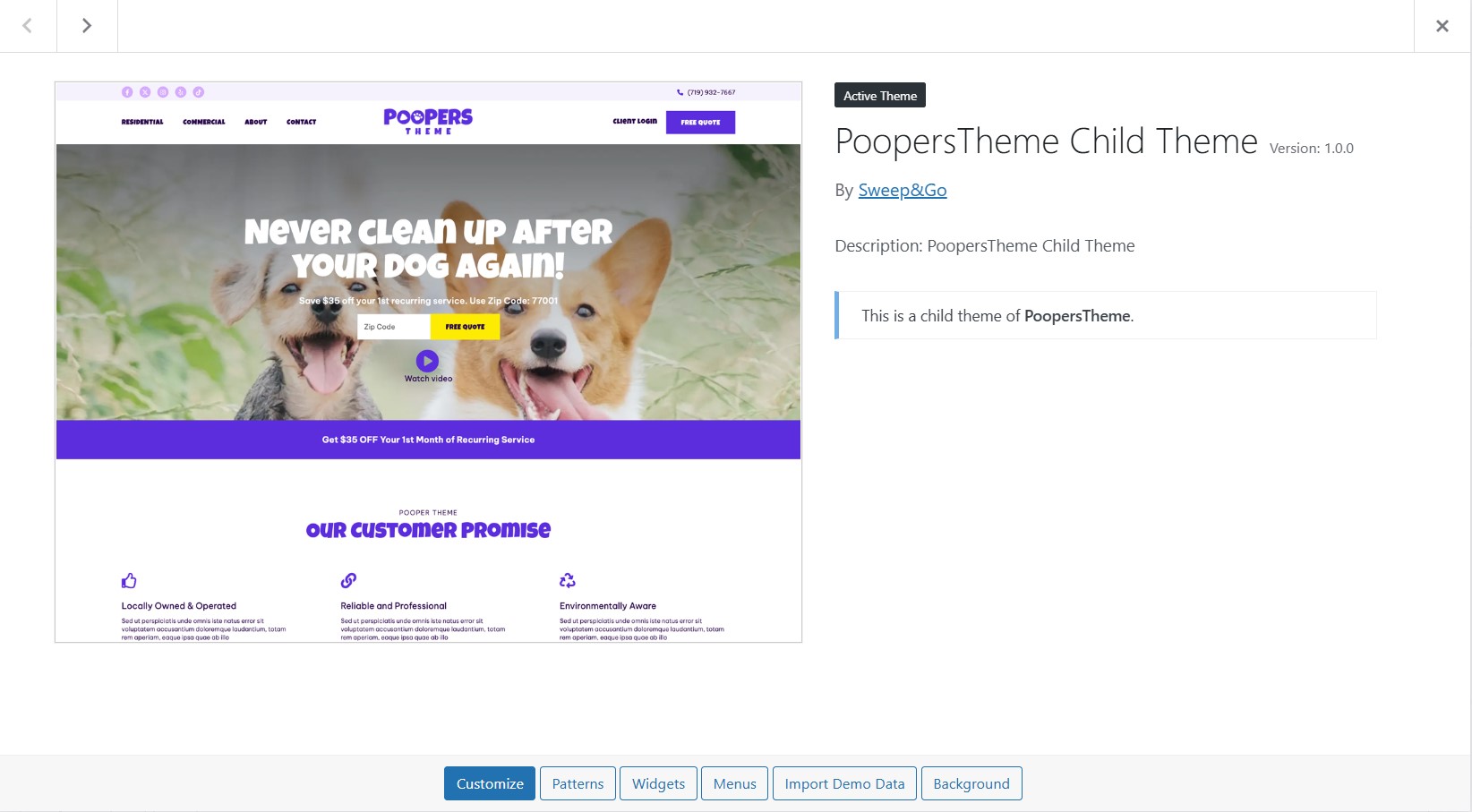 PoopersTheme child theme